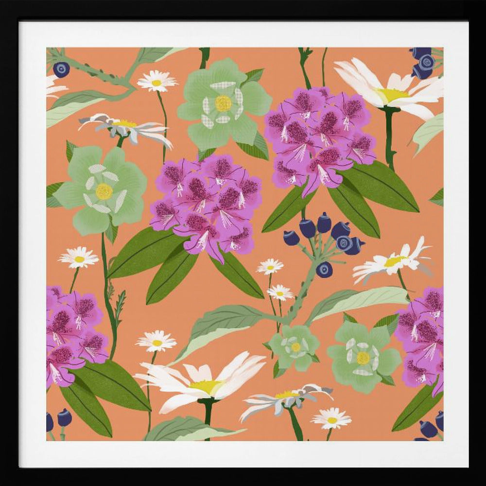 Rhododendron och prästkragar | Poster