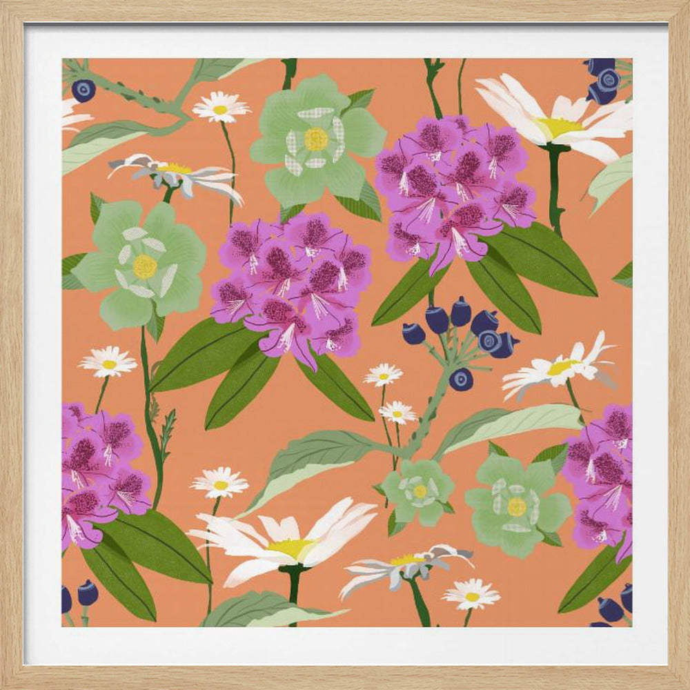 Rhododendron och prästkragar | Poster