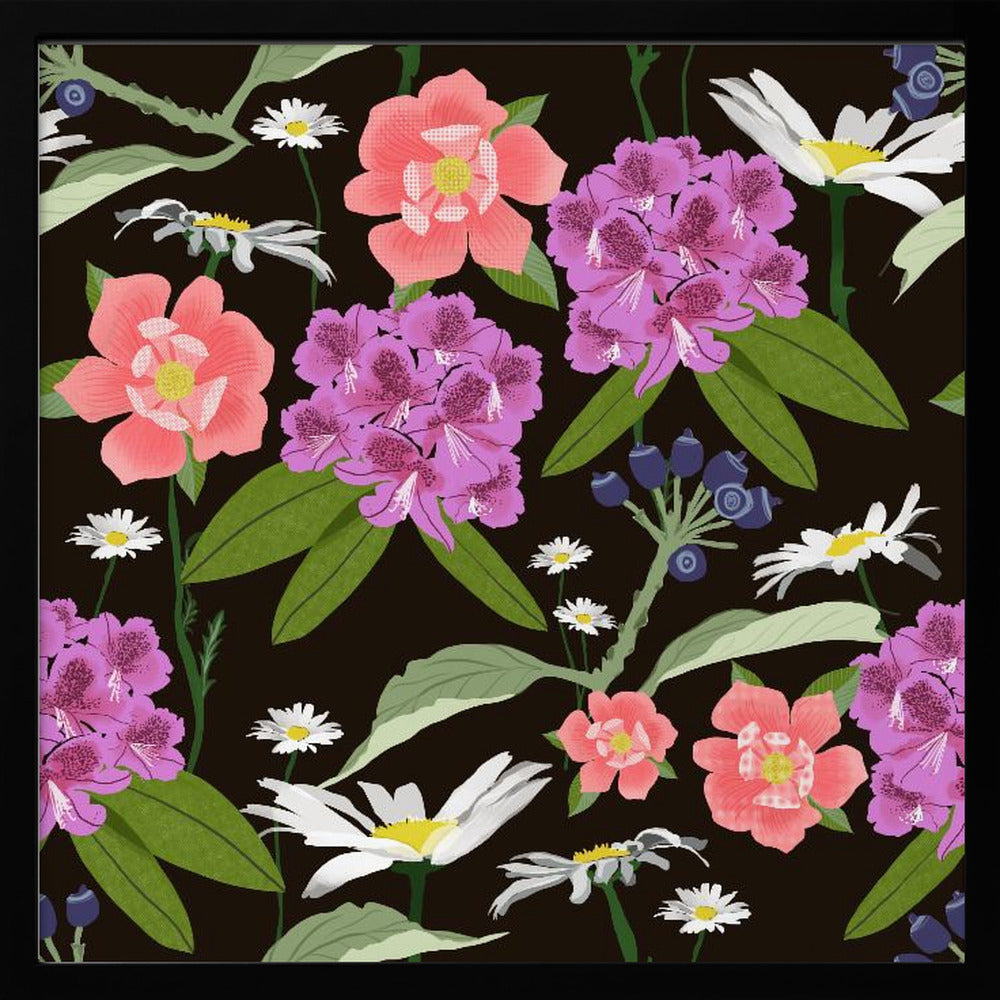 Rhododendron och prästkragar | Poster