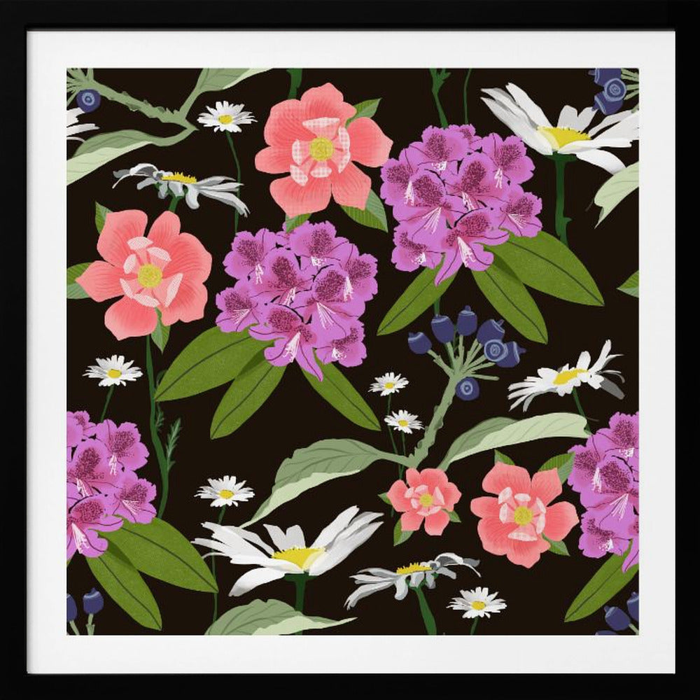 Rhododendron och prästkragar | Poster