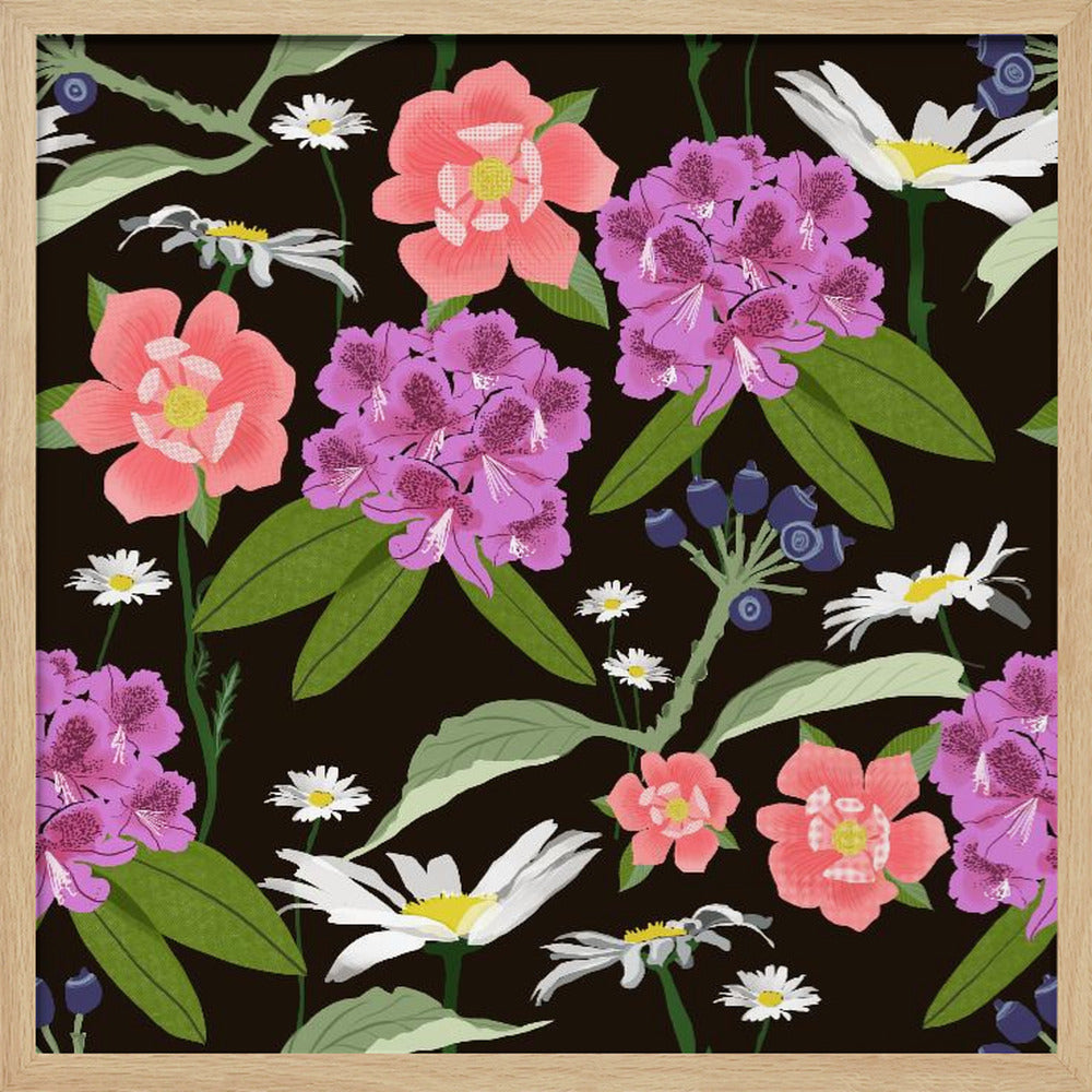 Rhododendron och prästkragar | Poster