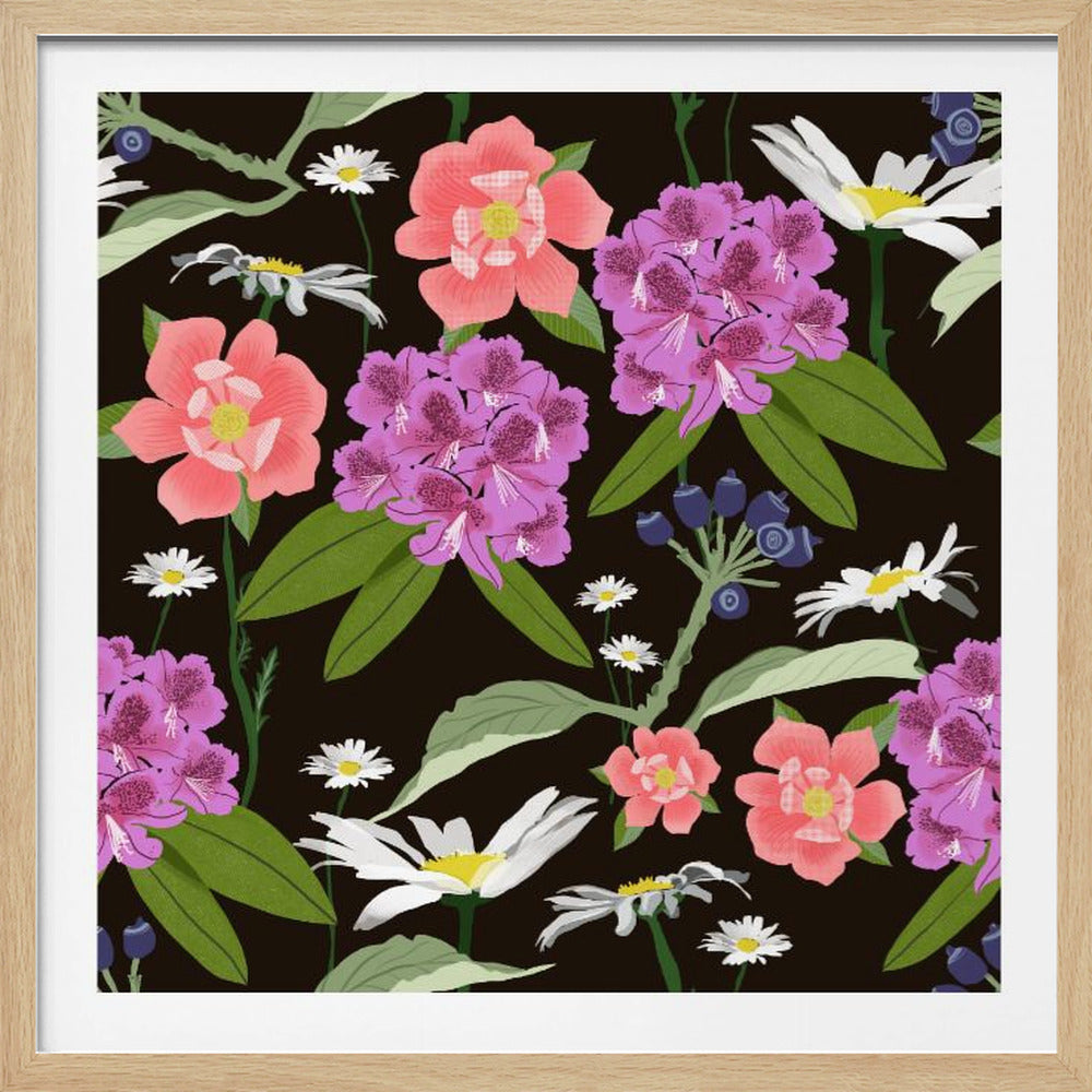 Rhododendron och prästkragar | Poster