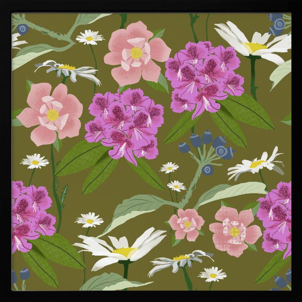 Rhododendron och prästkragar | Poster