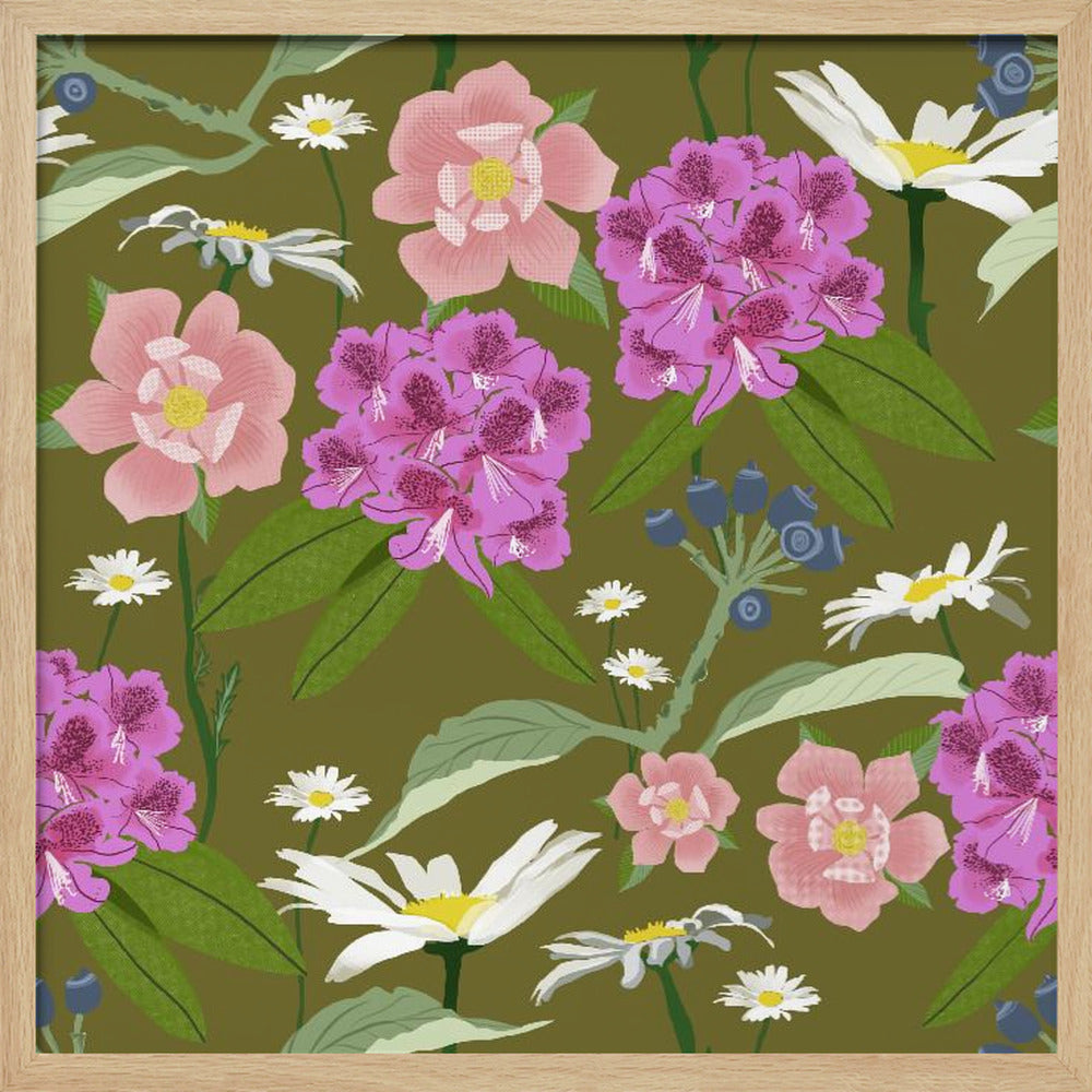Rhododendron och prästkragar | Poster