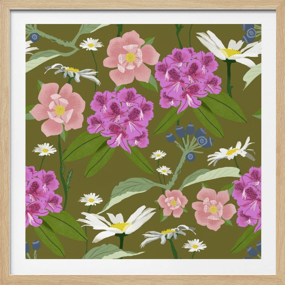 Rhododendron och prästkragar | Poster
