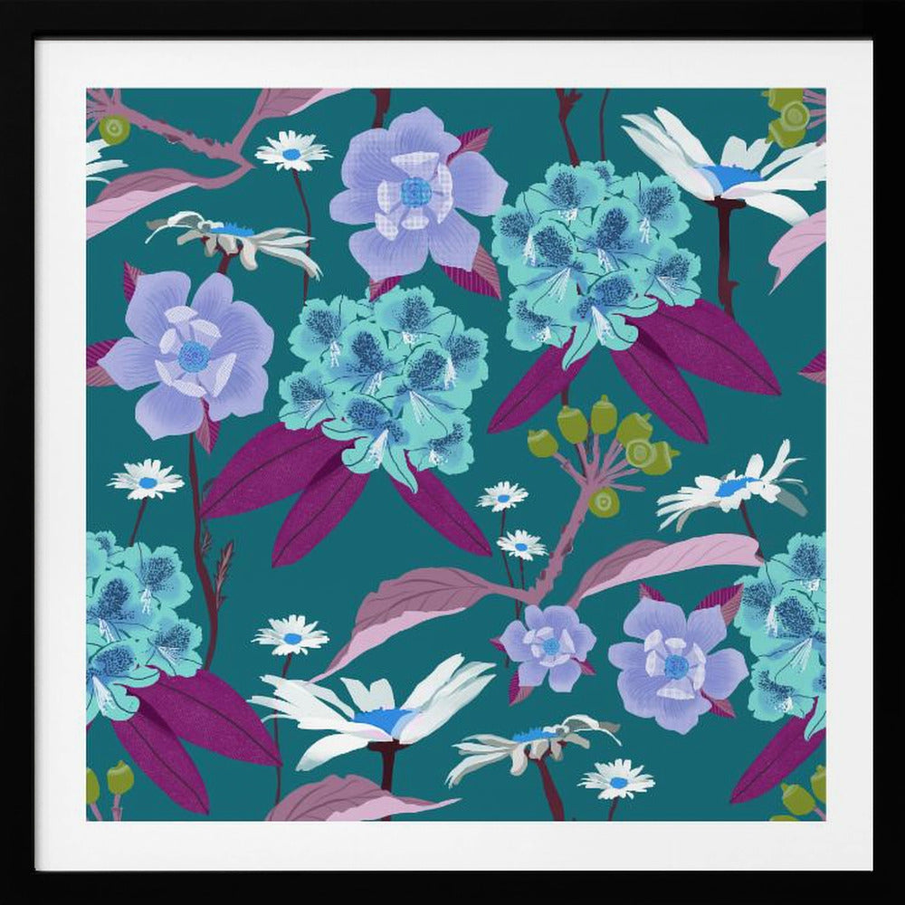 Rhododendron och prästkragar | Poster