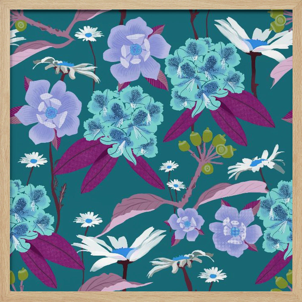 Rhododendron och prästkragar | Poster