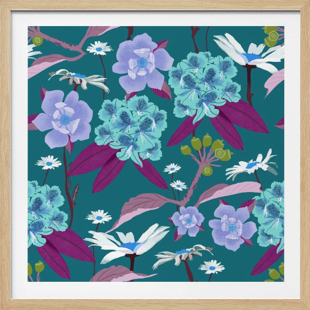 Rhododendron och prästkragar | Poster