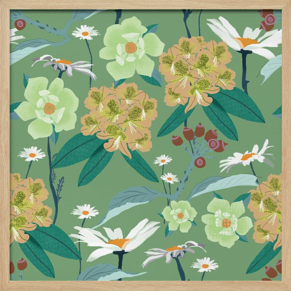 Rhododendron och prästkragar | Poster