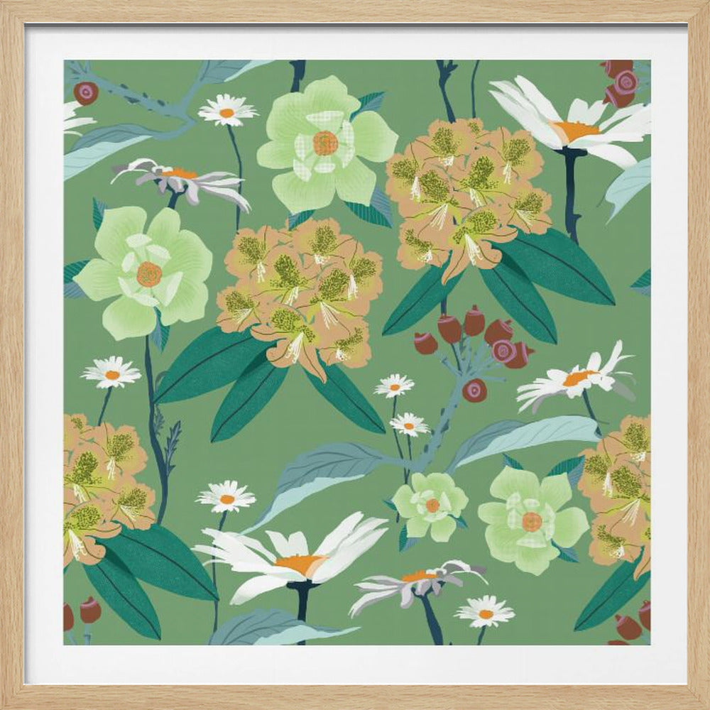Rhododendron och prästkragar | Poster