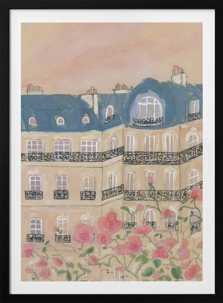 Solnedgång över Paris byggnader | Poster