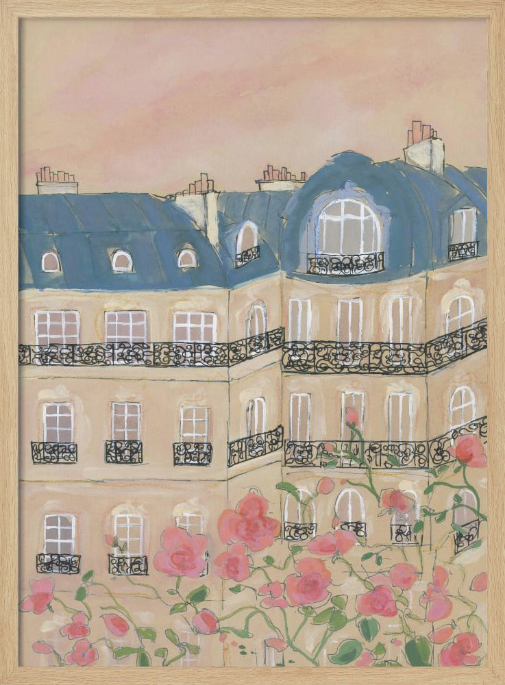 Solnedgång över Paris byggnader | Poster