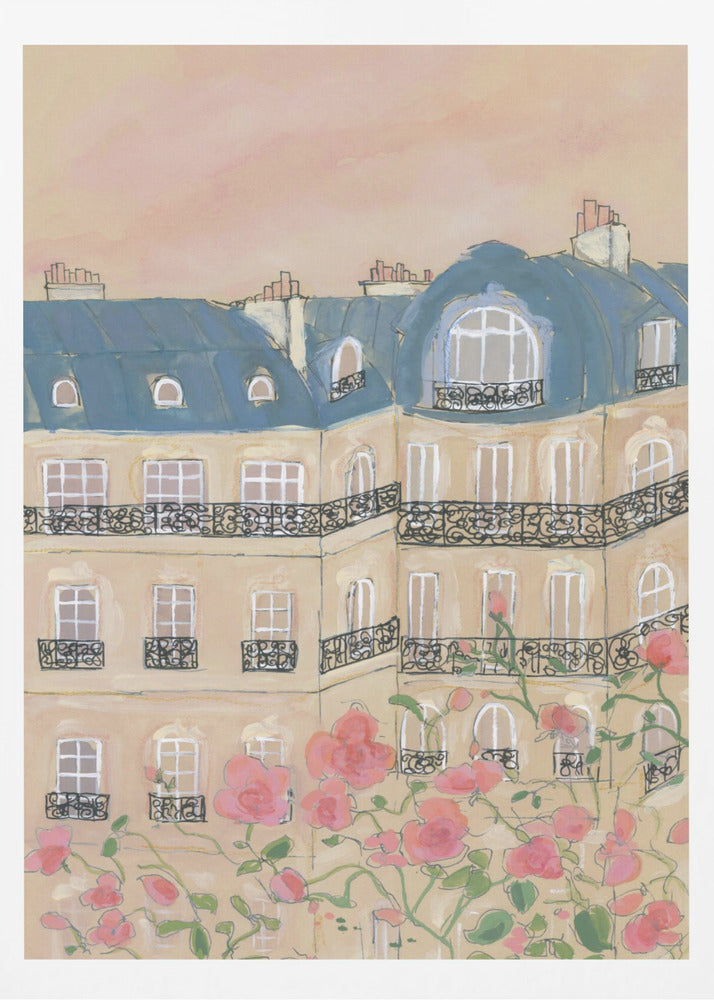 Solnedgång över Paris byggnader | Poster