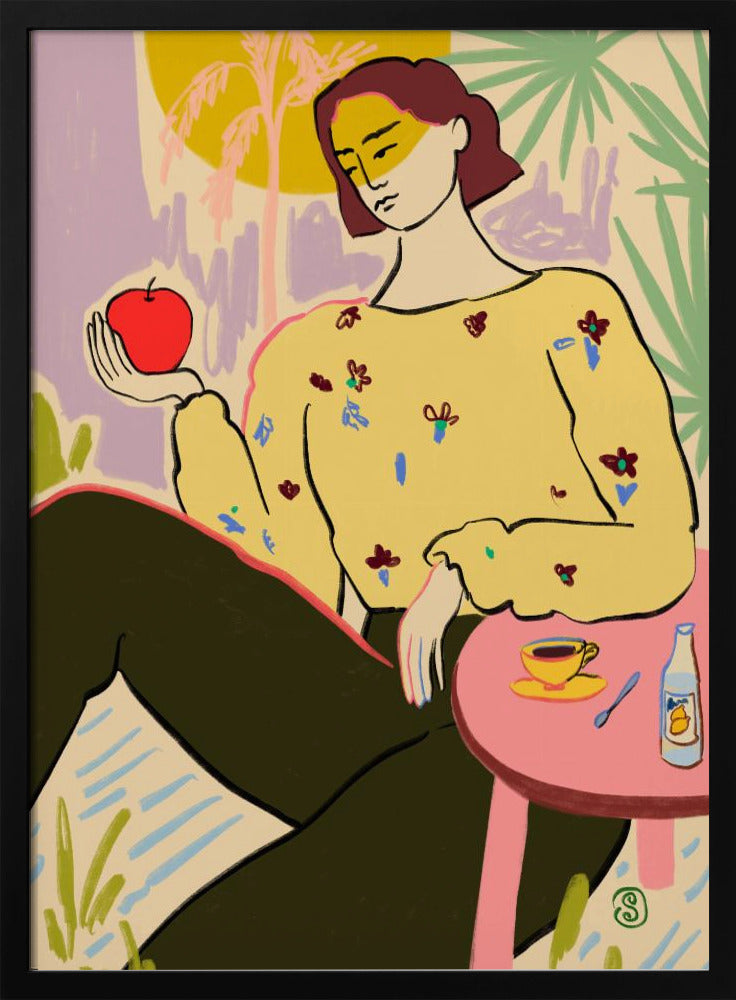 Kvinna med äpple | Poster