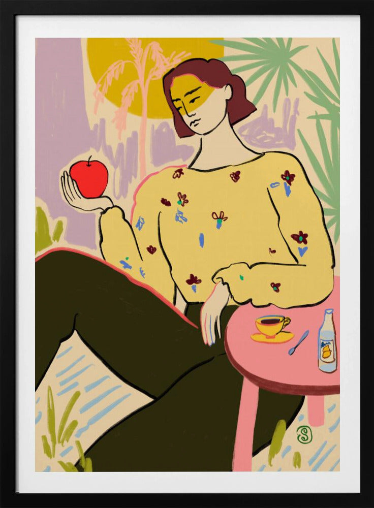 Kvinna med äpple | Poster