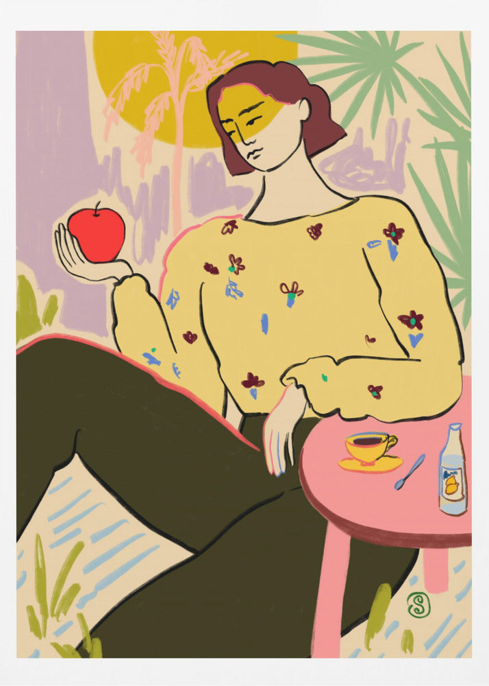 Kvinna med äpple | Poster