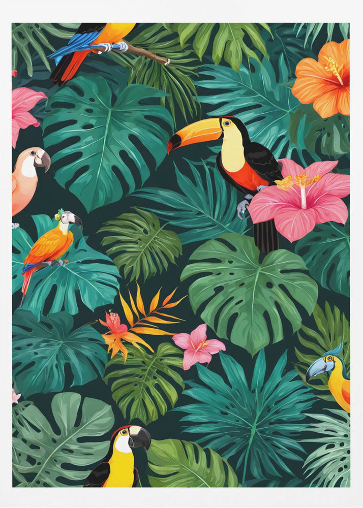 Tropiskt paradis, djungelmönster | Poster
