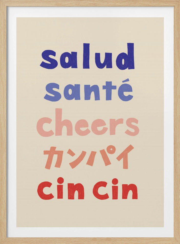 Cheers Typografi - Salud Santé Cheers Kanpai Cin cin | Affisch