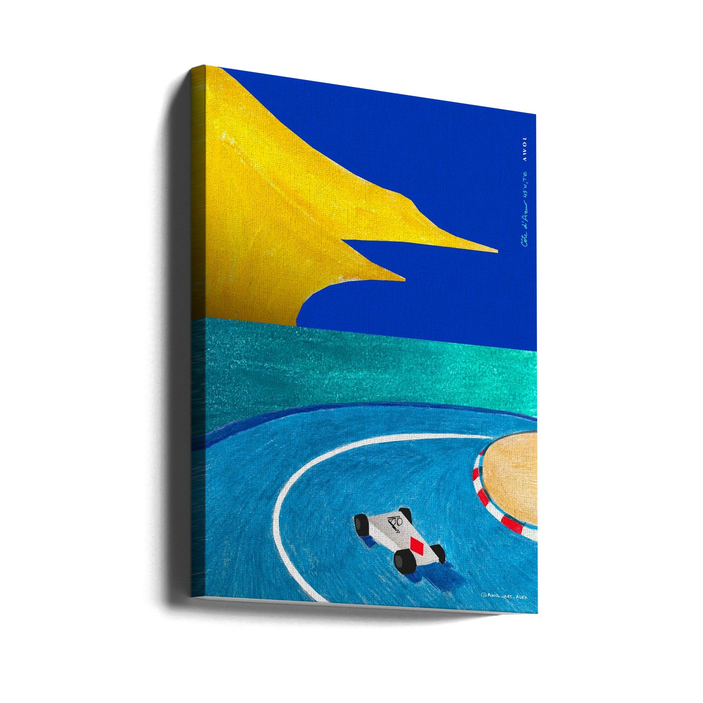 Monaco Grand Prix, Race Car On The French Riviera Overlooking The Mediterranean Sea | Canvas