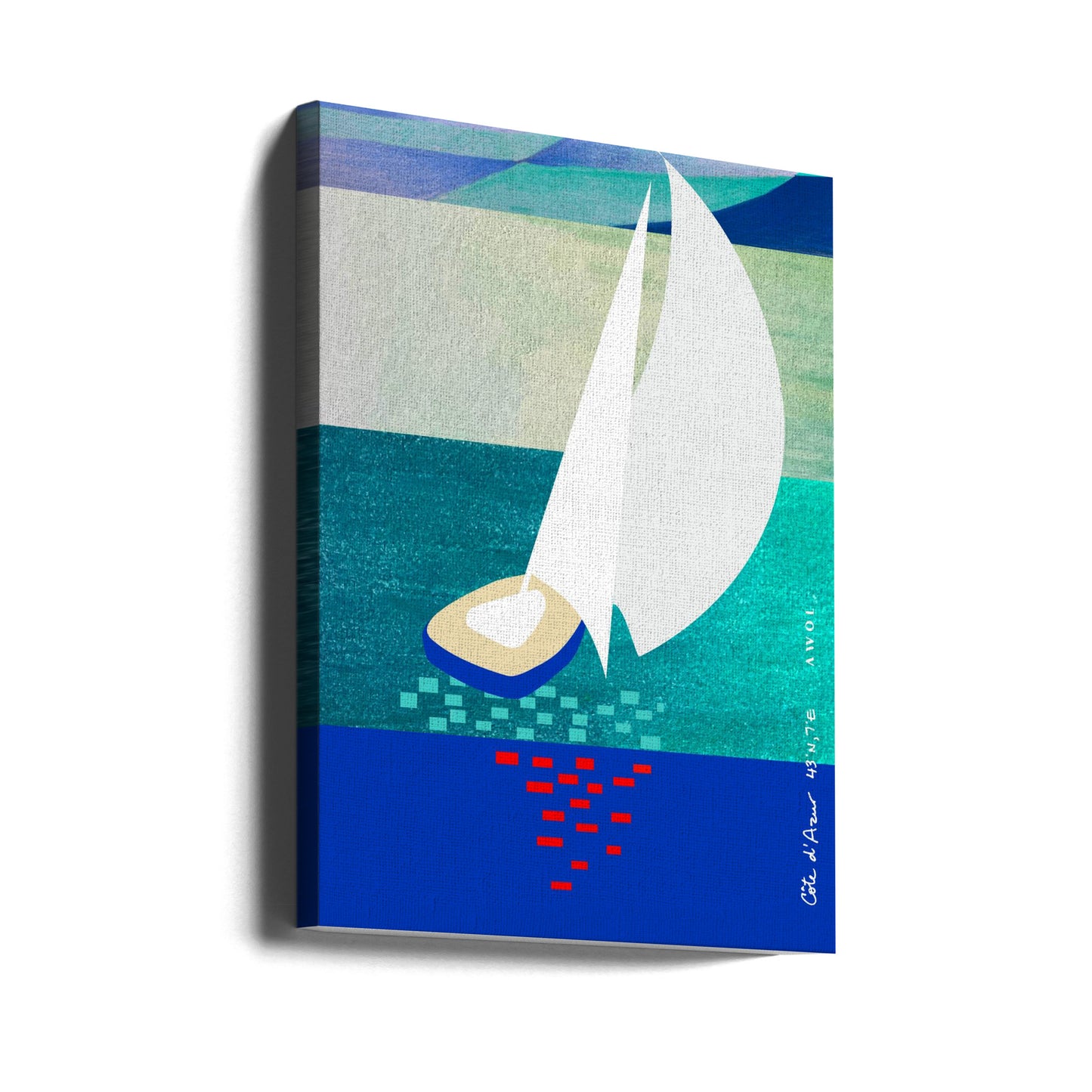White Sailboat On The French Riviera With Reflections On The Sea | Canvas