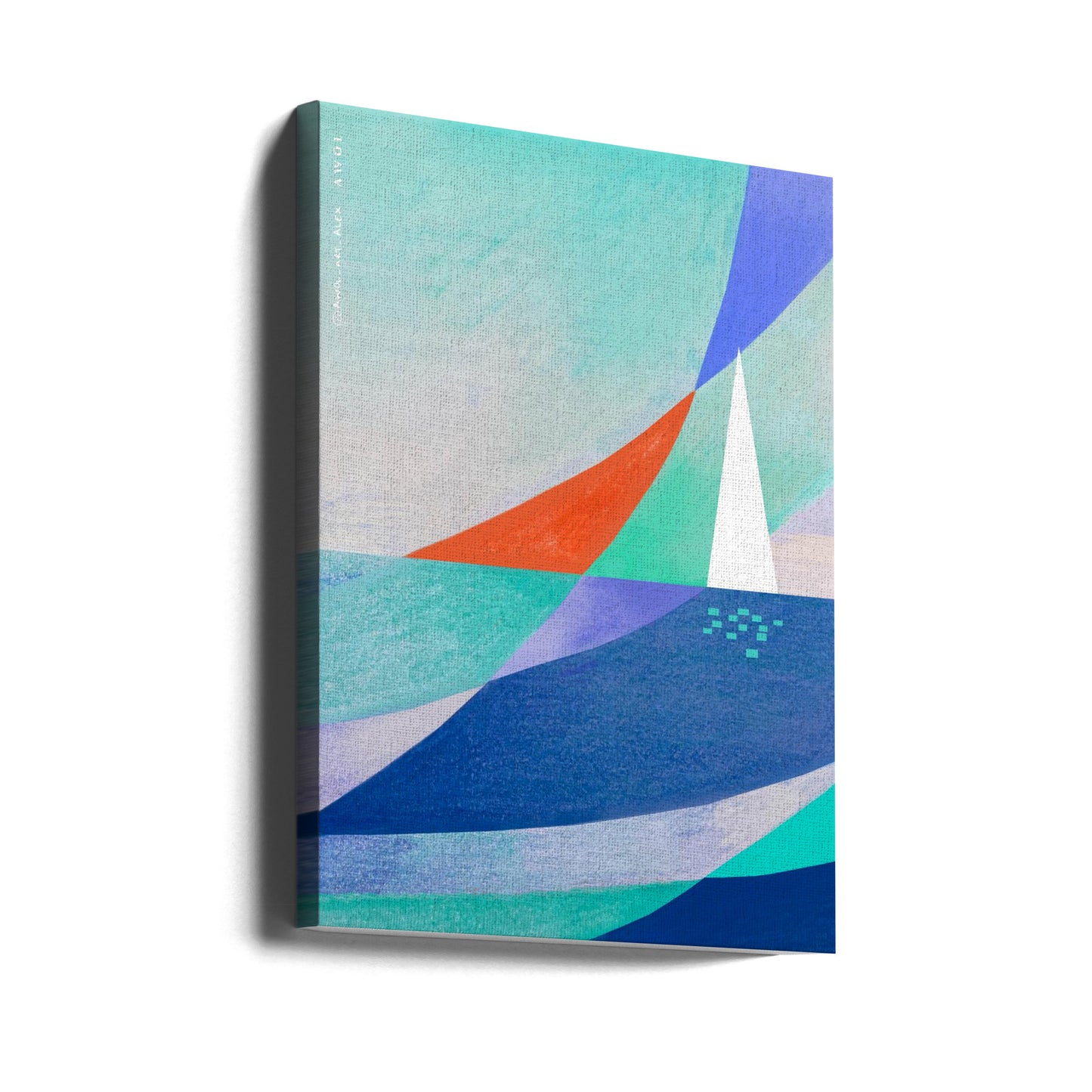 Abstract Ocean Art With Minimalist White Sailboat On The Sea | Canvas