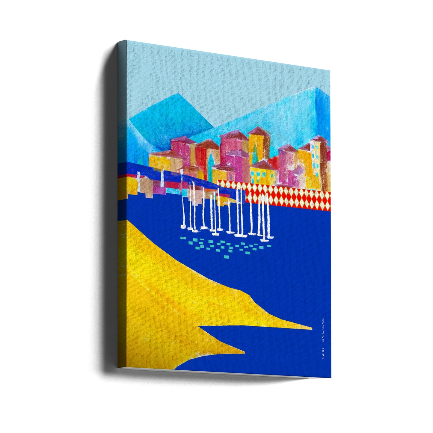 Colourful Port Town Between Mountain And The Sea | Canvas