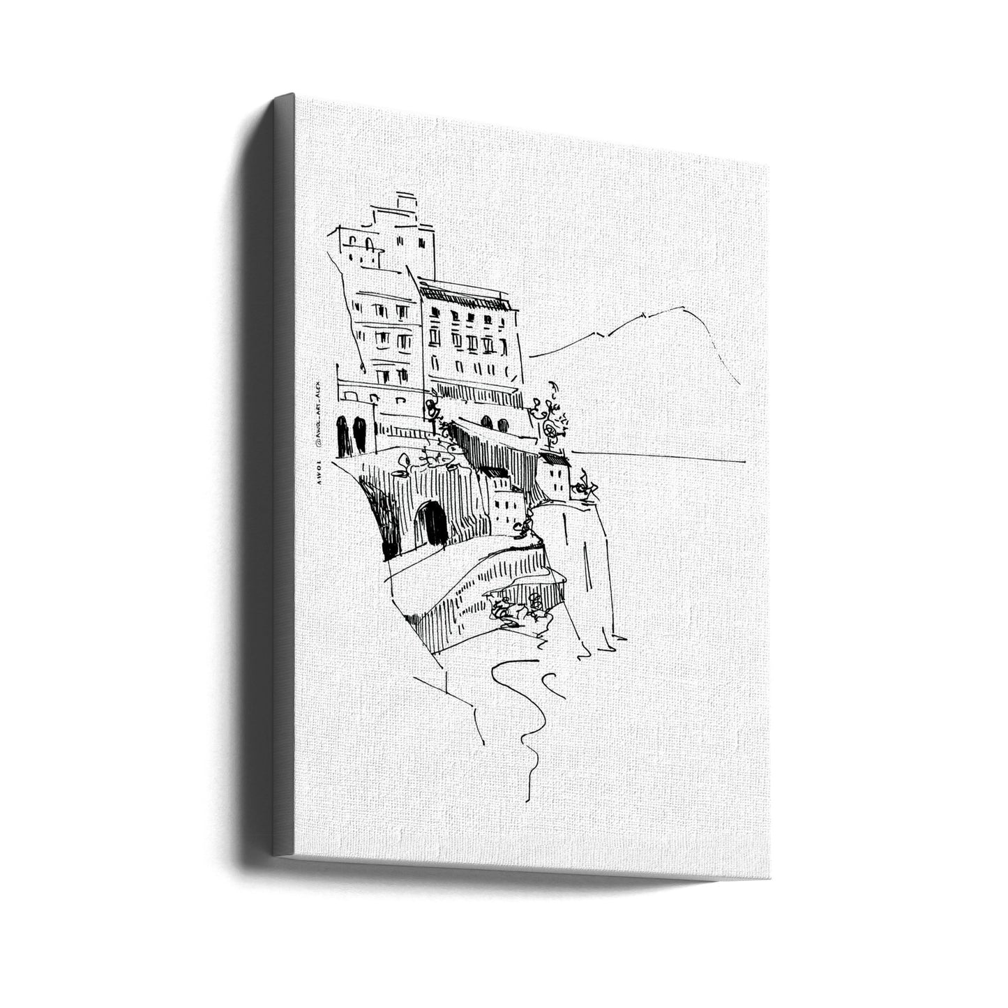 Italian Landscape Art, Amalfi Coast Small Towns By The Sea | Canvas