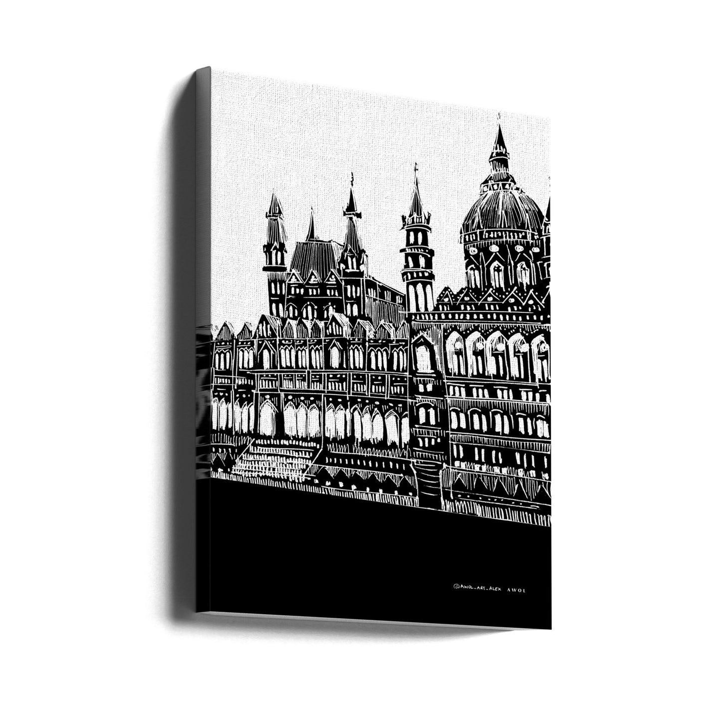 Budapest, Hungary City Art, Black And White Architecture Drawing | Canvas
