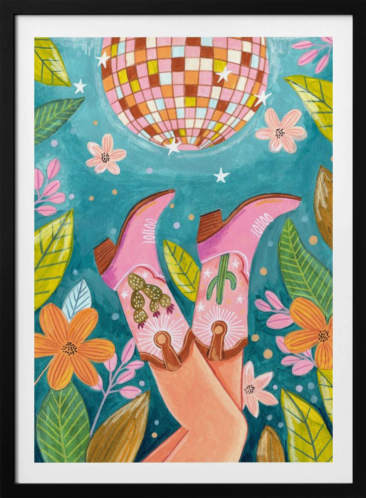 Cowboystiefel und Discokugel | Poster - Kunstdruck