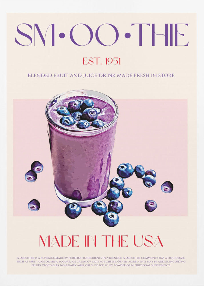 Illustration av blåbärssmoothie | Poster