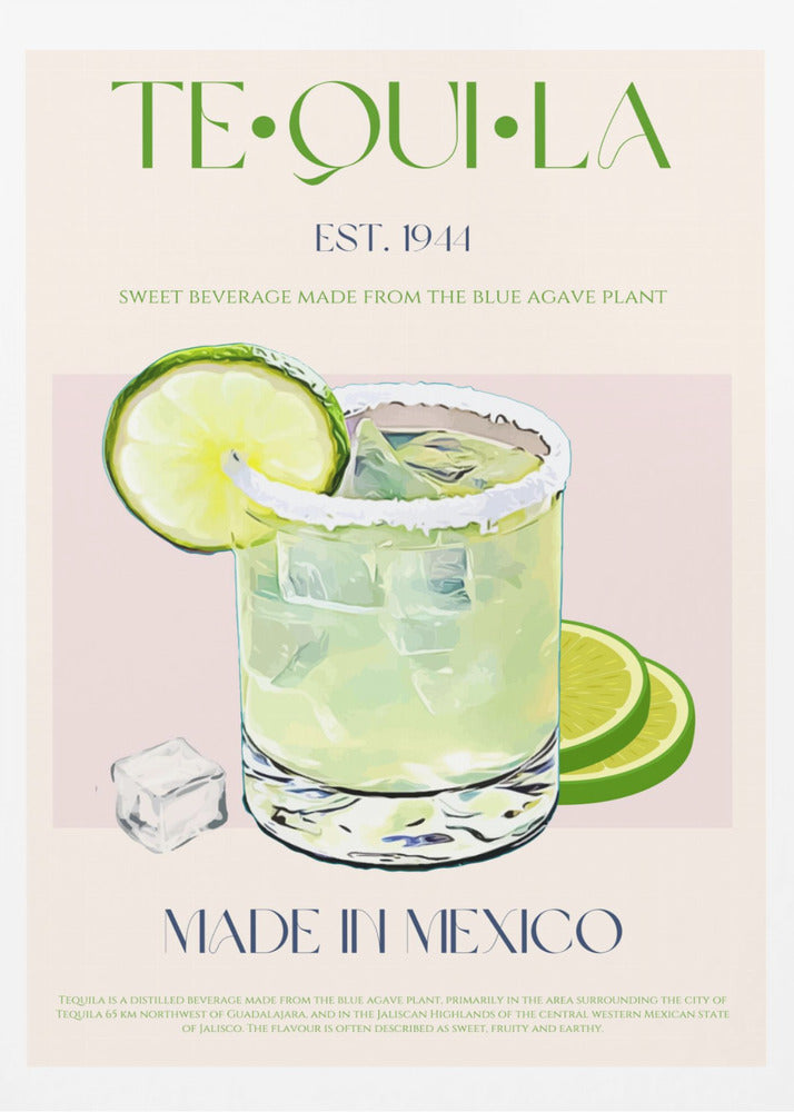 Tequiladryck med lime och is | Poster