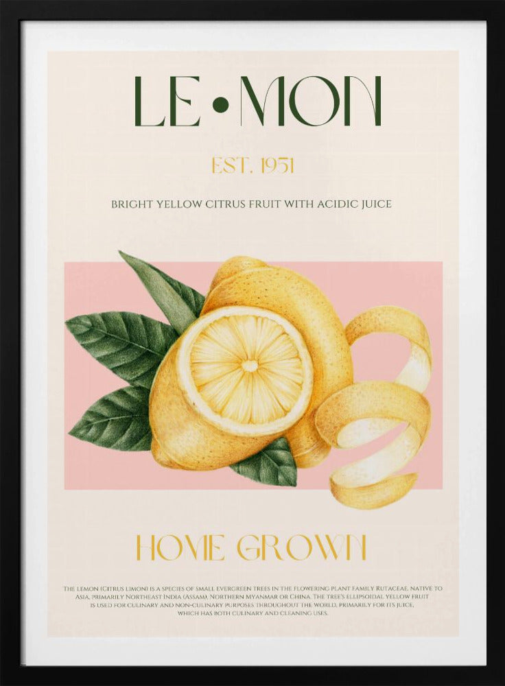 Skivad citron med löv i vintagestil | Poster