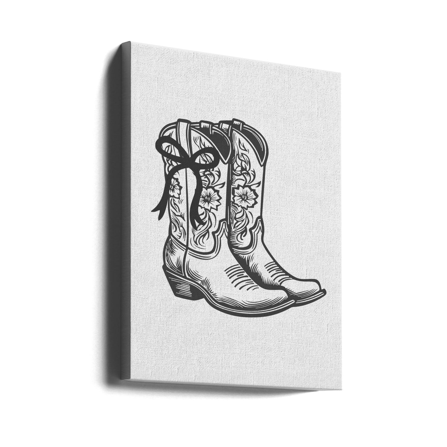 Svarta Cowgirl-stövlar med rosett | Canvas