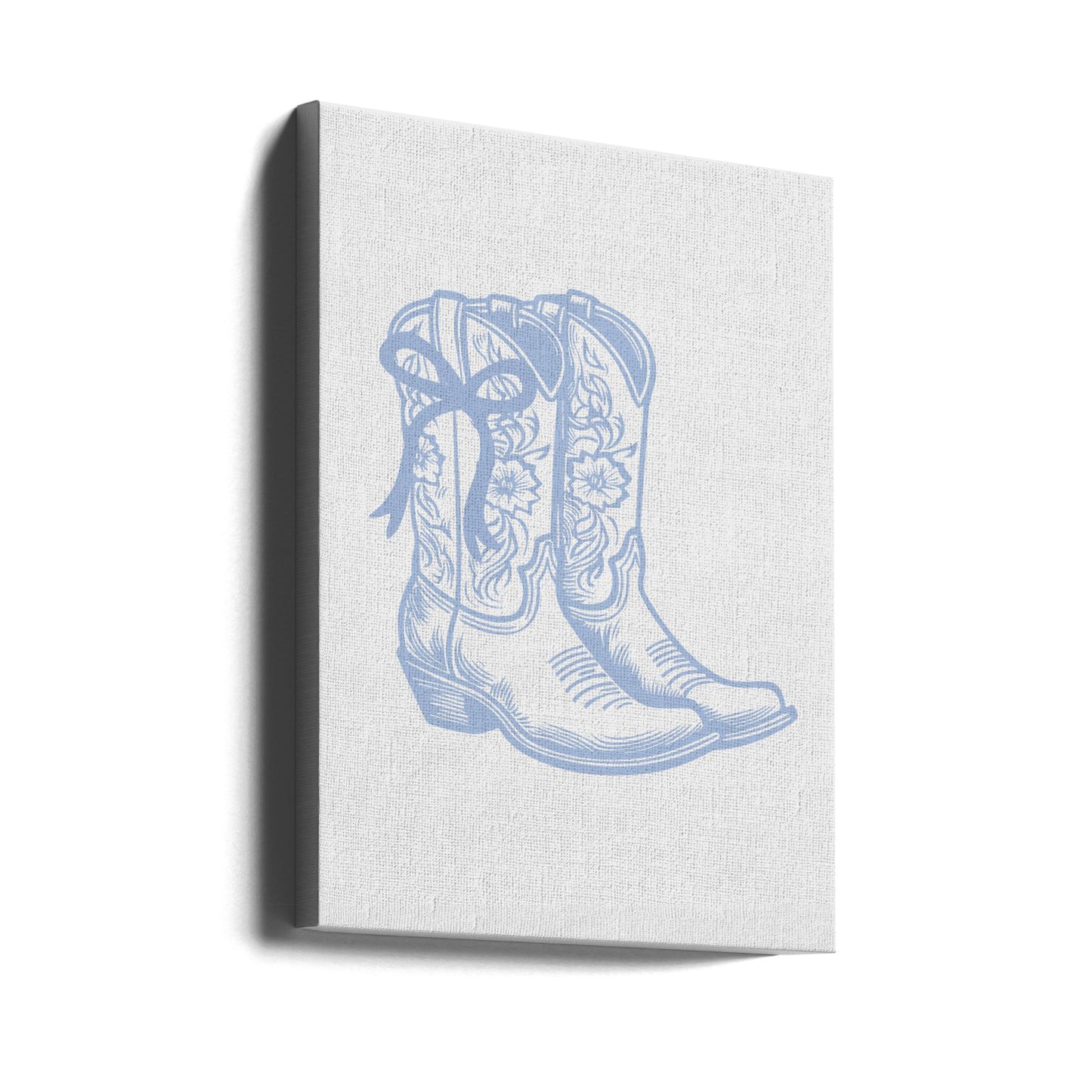 Ljusblå Cowgirl-stövlar med rosett | Canvas