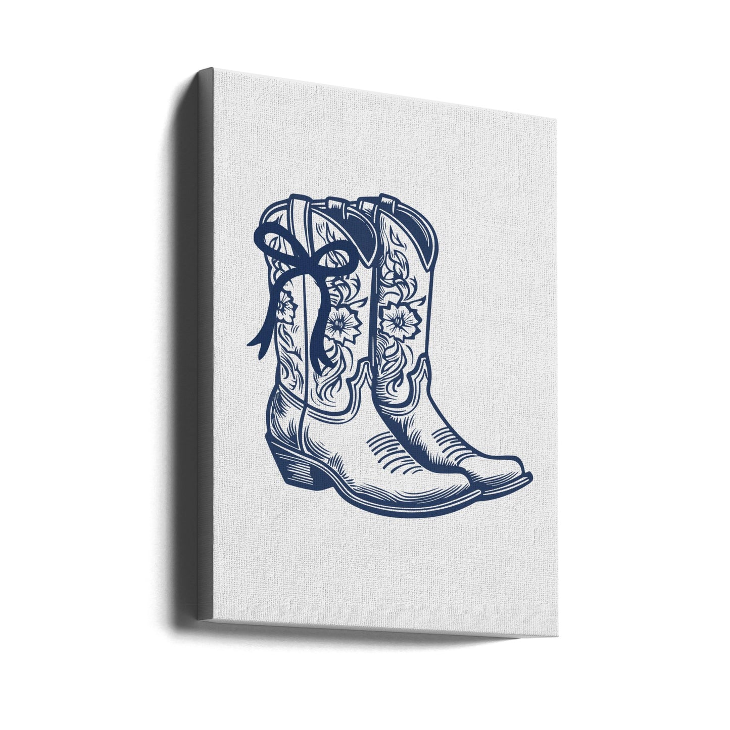 Marinblå Cowgirlstövlar med rosett | Canvas