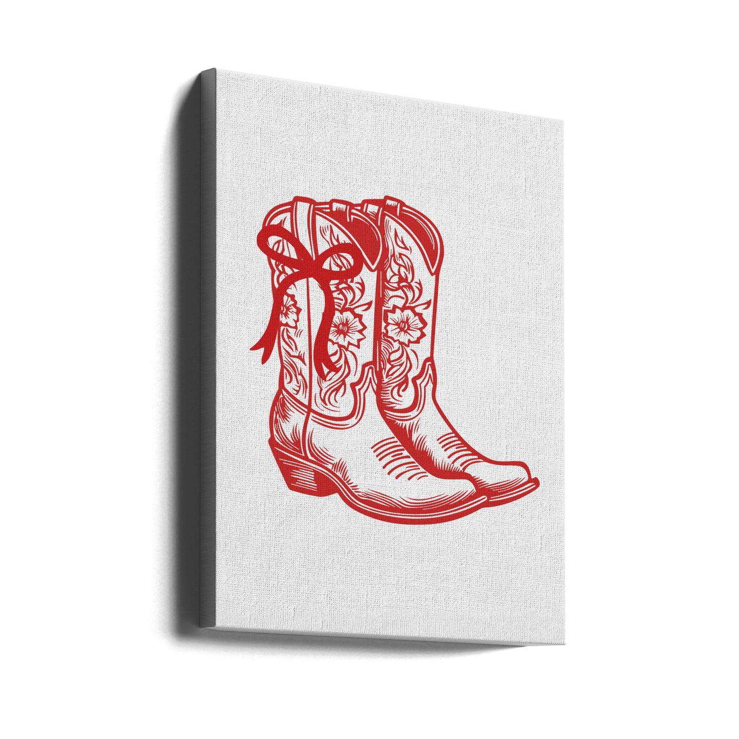 Röda Cowgirl-stövlar med rosett | Canvas