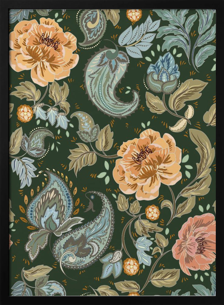 Floral Heritage paisley golden forest pattern | Poster