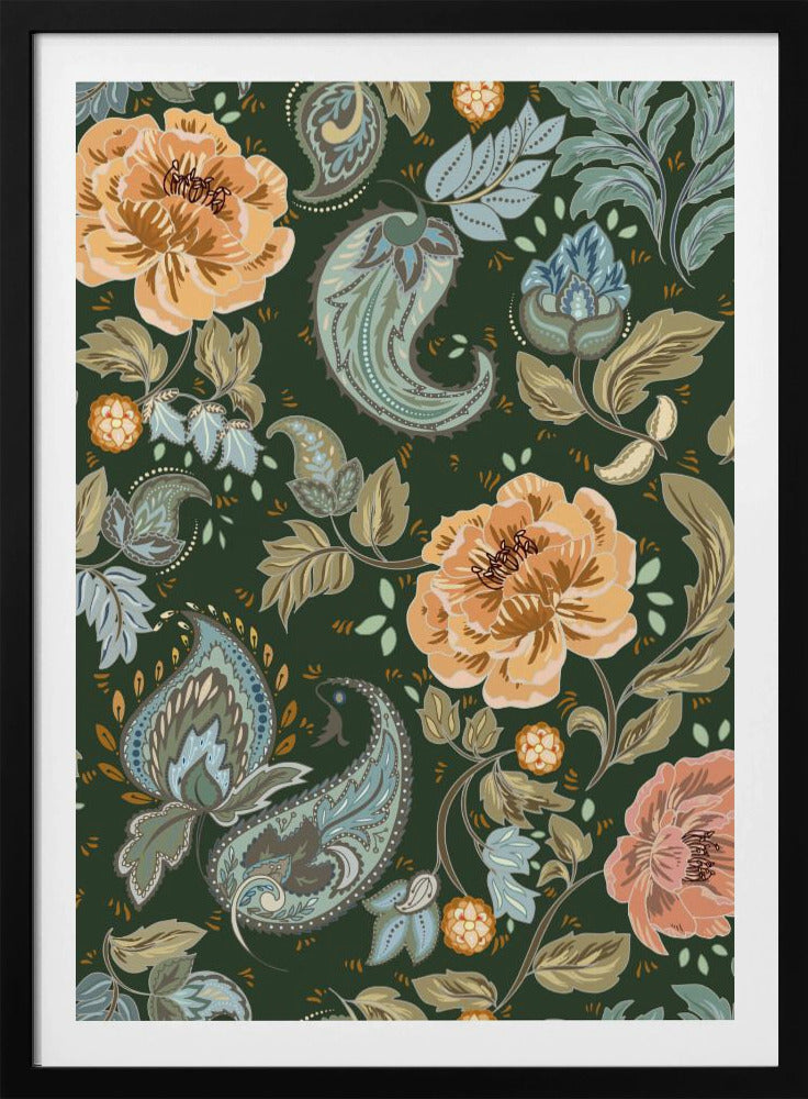 Floral Heritage paisley golden forest pattern | Poster
