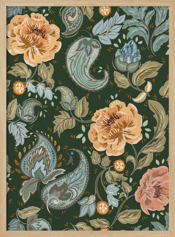 Floral Heritage paisley golden forest pattern | Poster