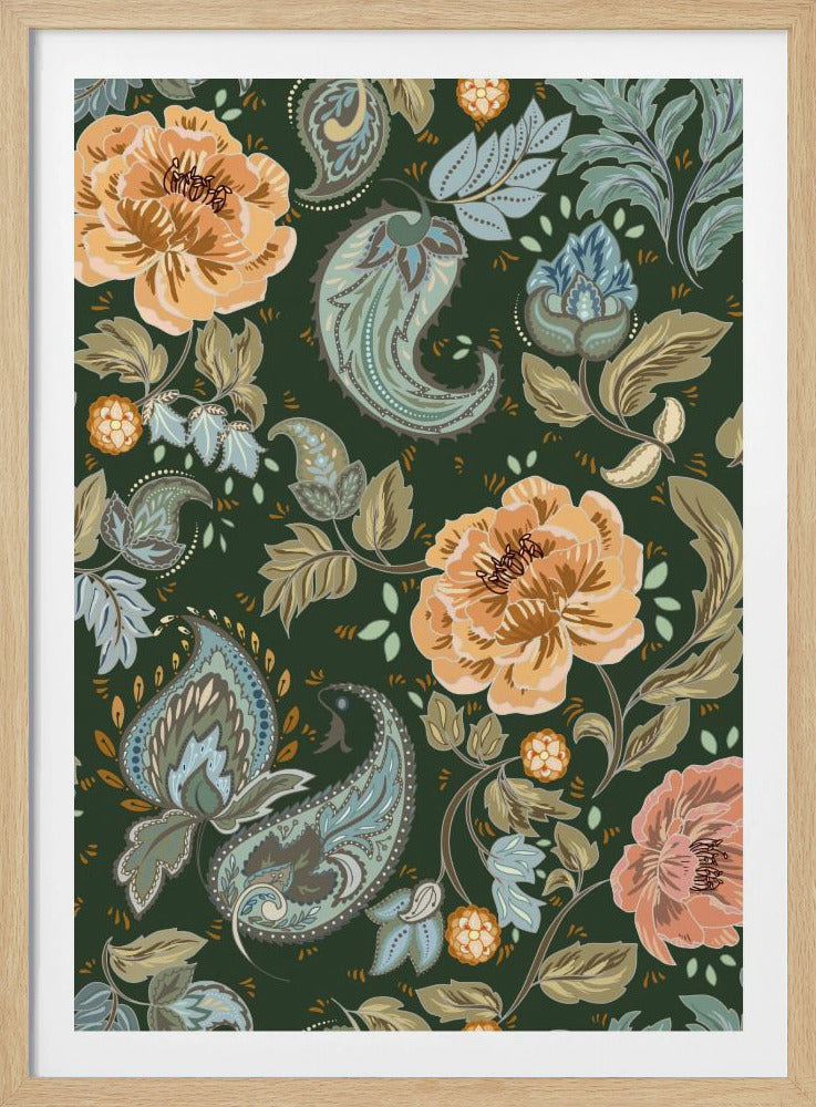 Floral Heritage paisley golden forest pattern | Poster