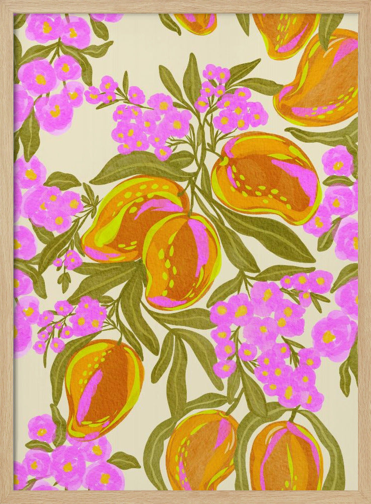 Tropiskt tema med frodiga mango och blommor | Poster