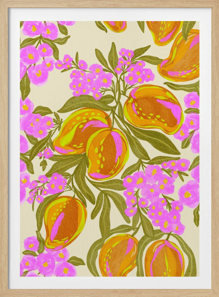 Tropiskt tema med frodiga mango och blommor | Poster