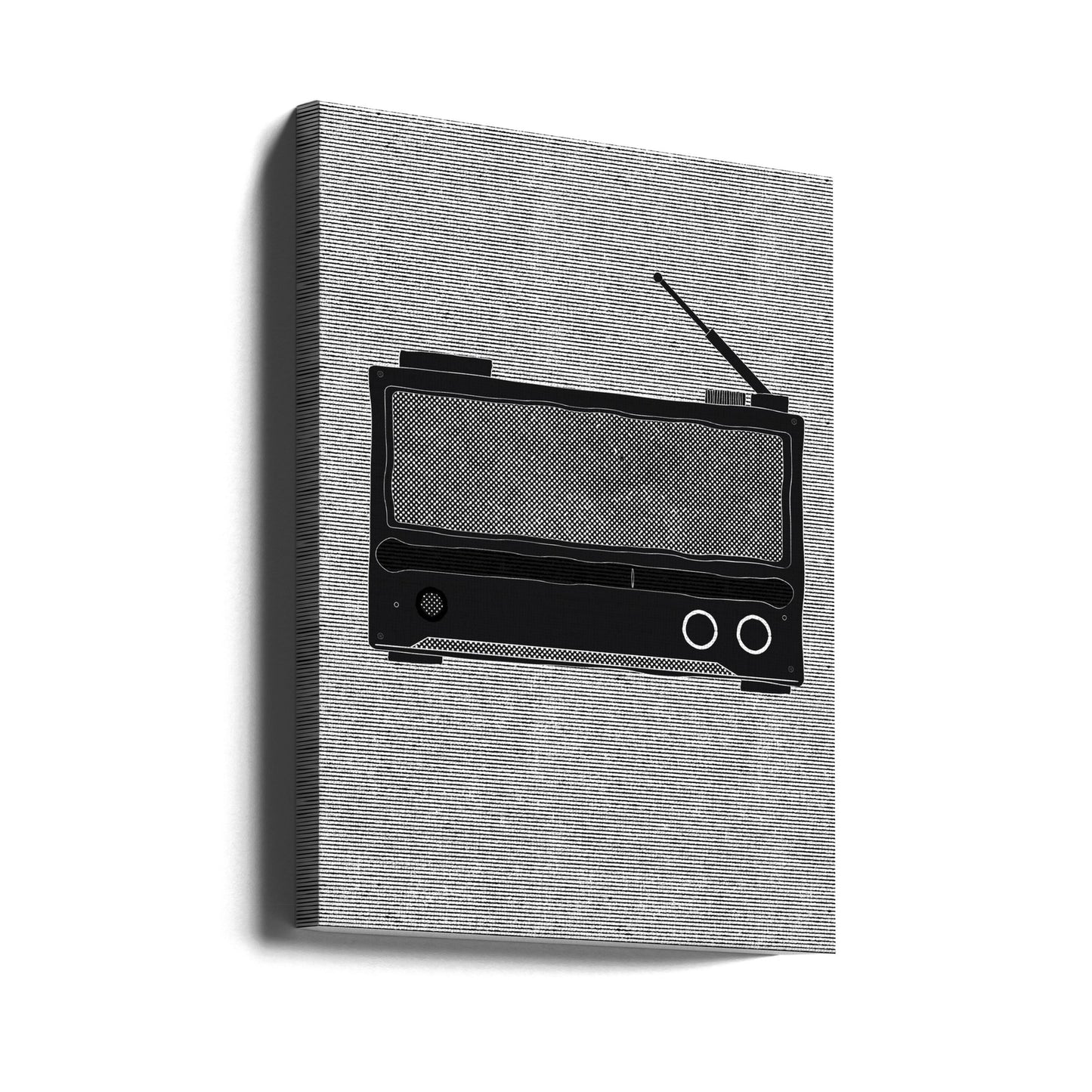 Monokrom avbildning av en vintageradio | Canvas