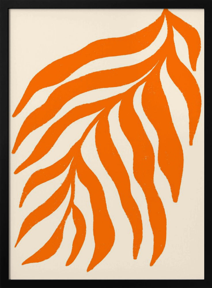 Orange Silhouette Textured Branch | Poster
