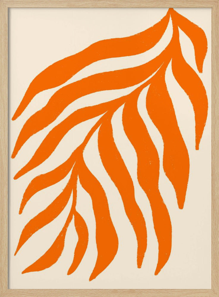 Orange Silhouette Textured Branch | Poster