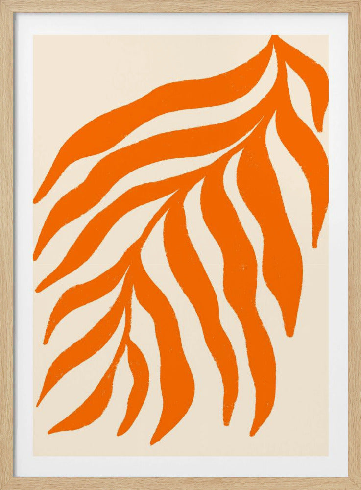 Orange Silhouette Textured Branch | Poster