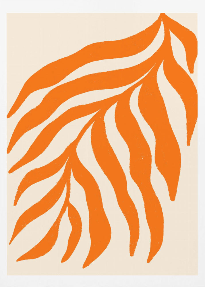 Orange Silhouette Textured Branch | Poster
