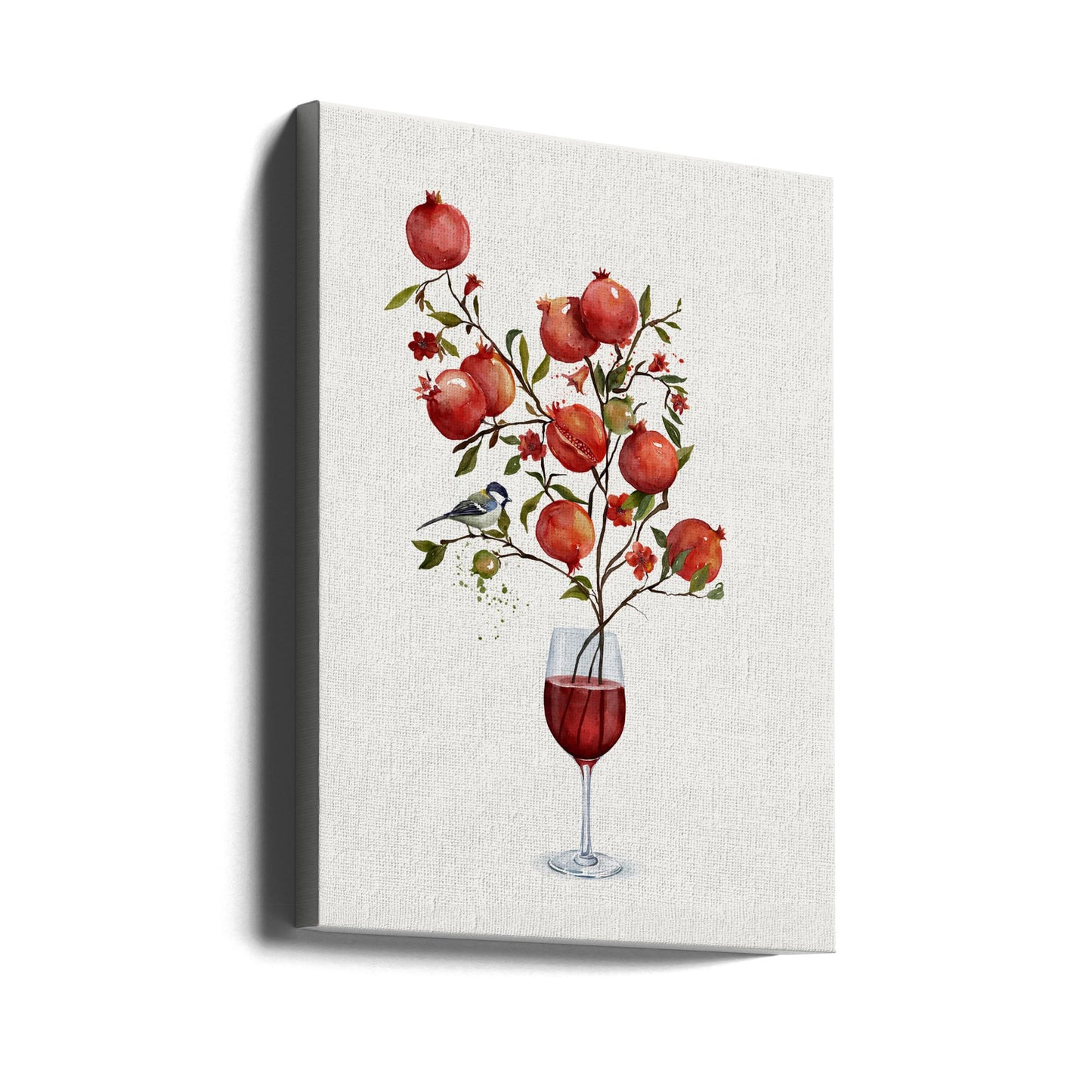 Granatäpple i ett glas vin | Canvastavla