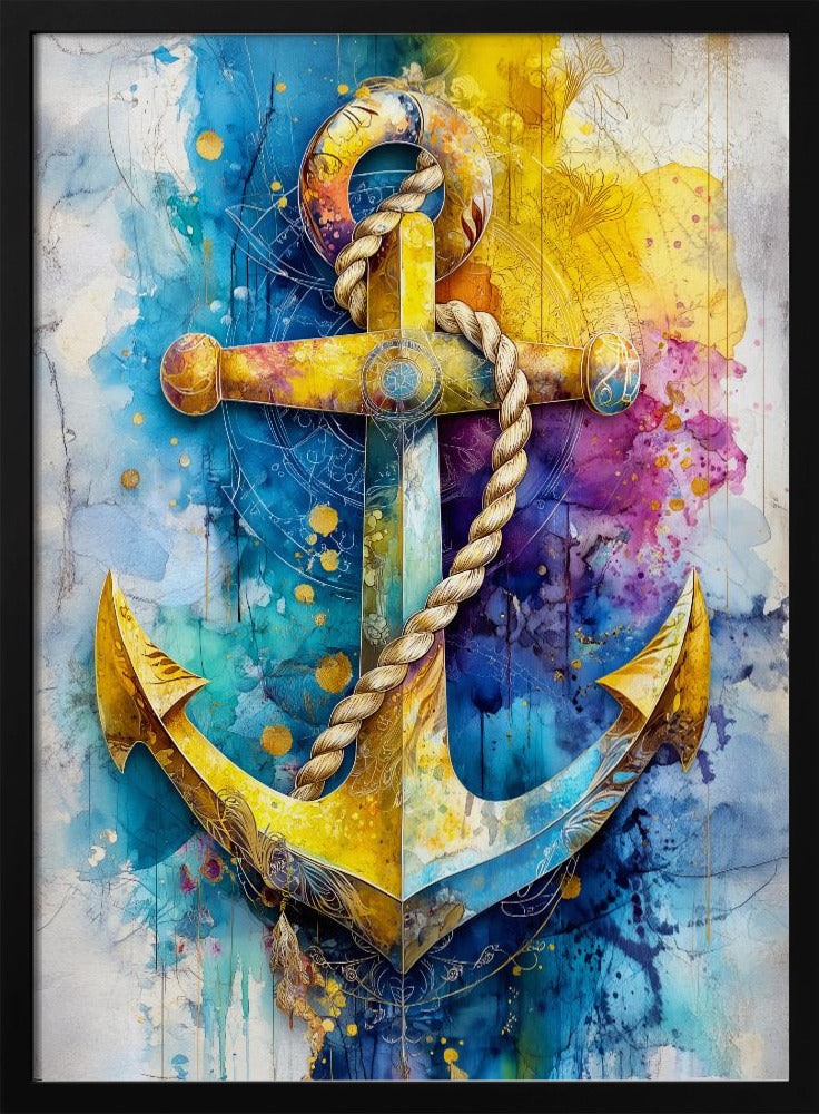 Nautica Sea Art Watercolor Anchor (1) | Poster