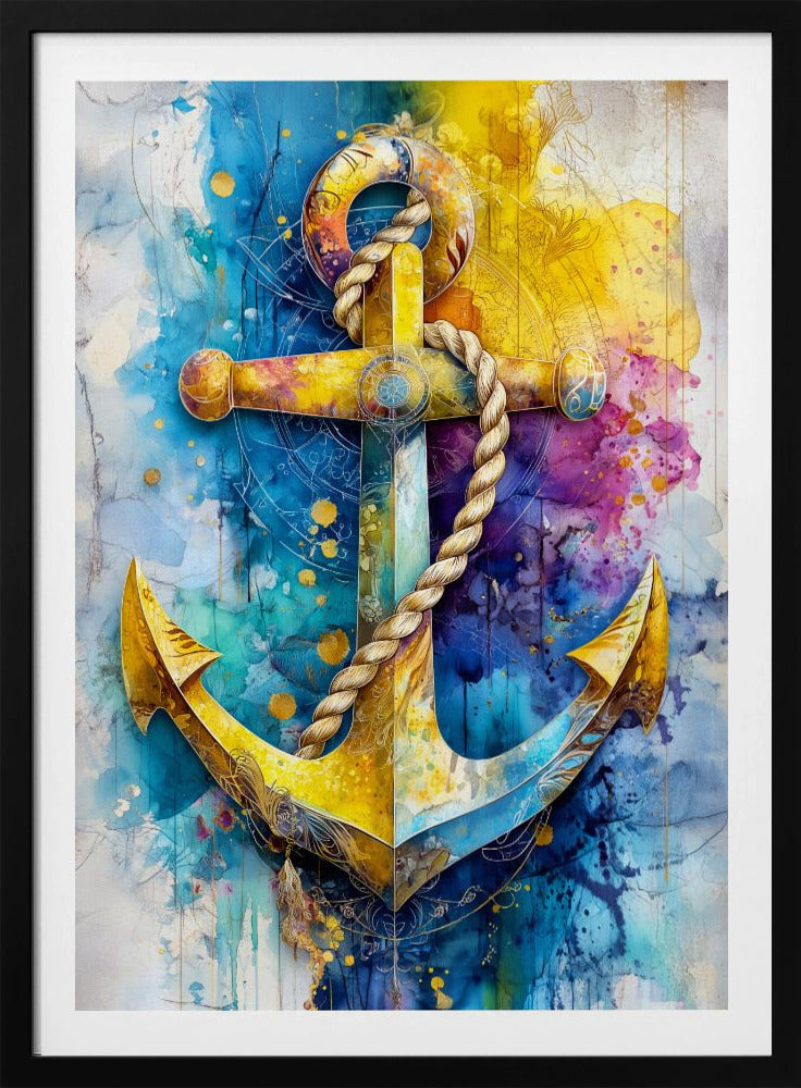 Nautica Sea Art Watercolor Anchor (1) | Poster